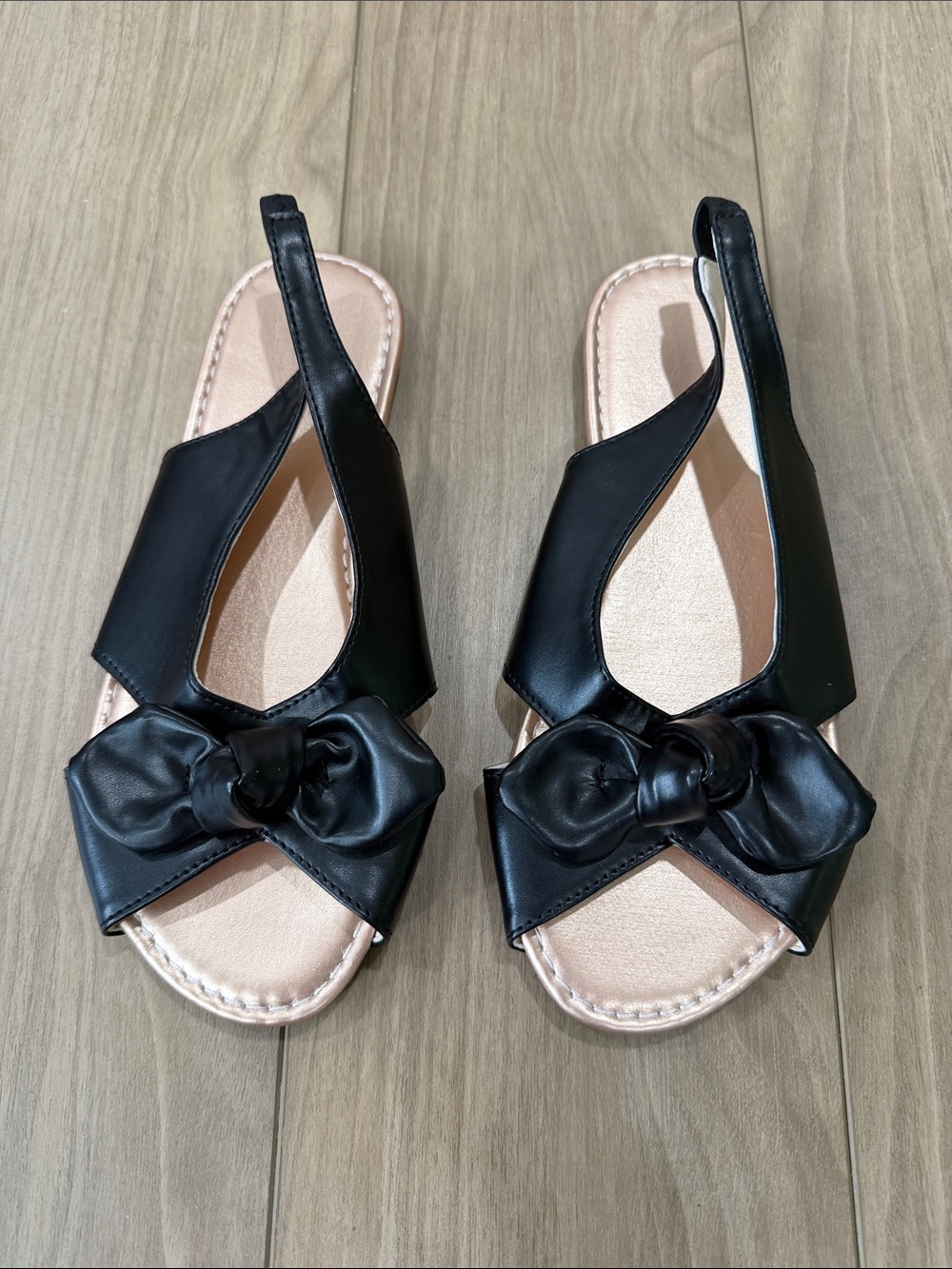 Black Bow Slingback Sandals for Women